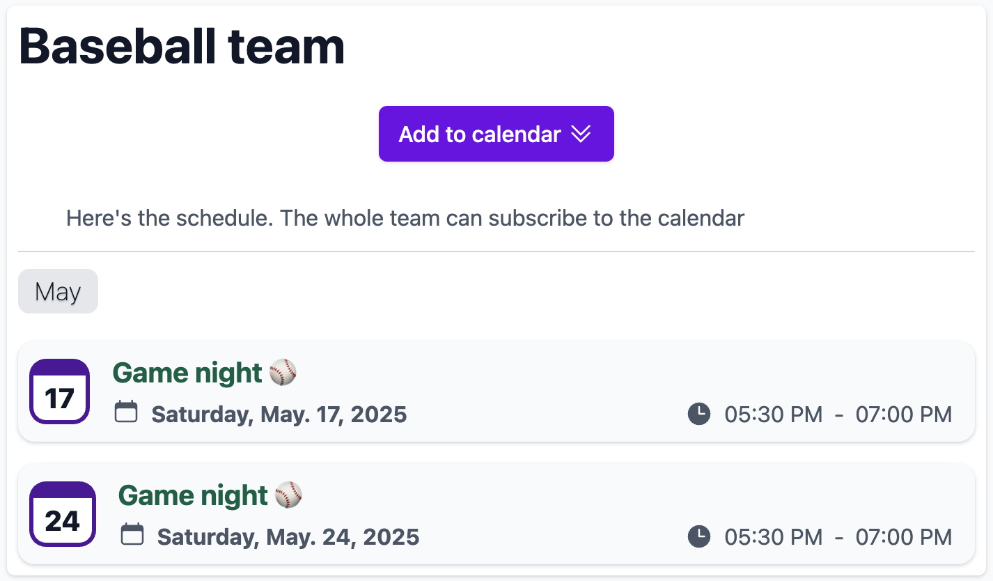 Add to calendar through ChaosRoots